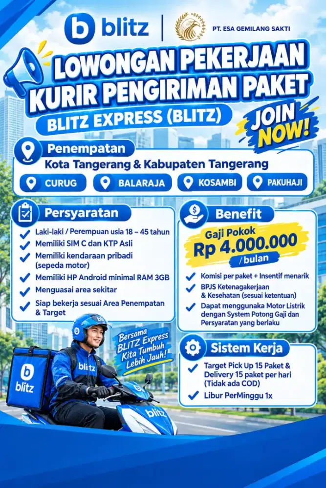 LOWONGAN KURIR PAKET BLITZ EXPRESS