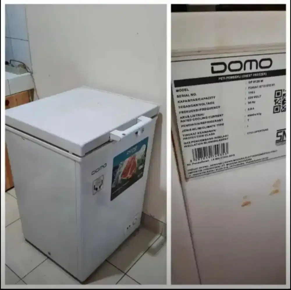 Jual murah freezer domo by modena,kapasitas 116L,harga 1,3jt bs nego,