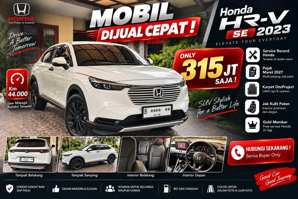 Jual Cepat Honda HRV SE 2023