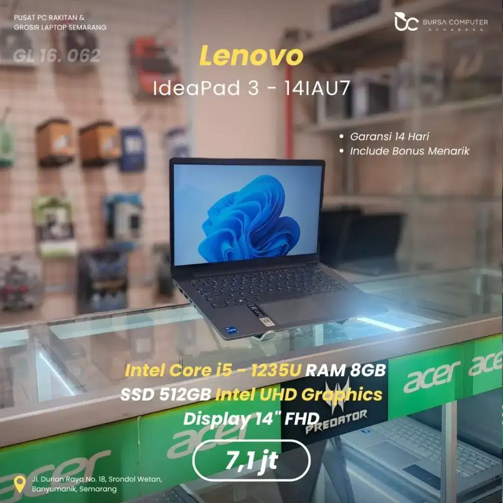 LENOVO Ideapad 3-14IAU7 | Core i5 1235U 8GB 512GB