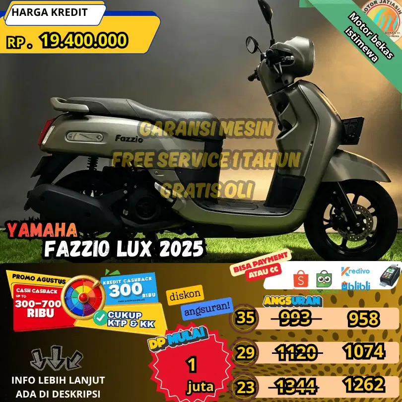 YAMAHA FAZZIO LUX 2025 KM RENDAH BARANG AJIB ANGSURAN TERMURAH