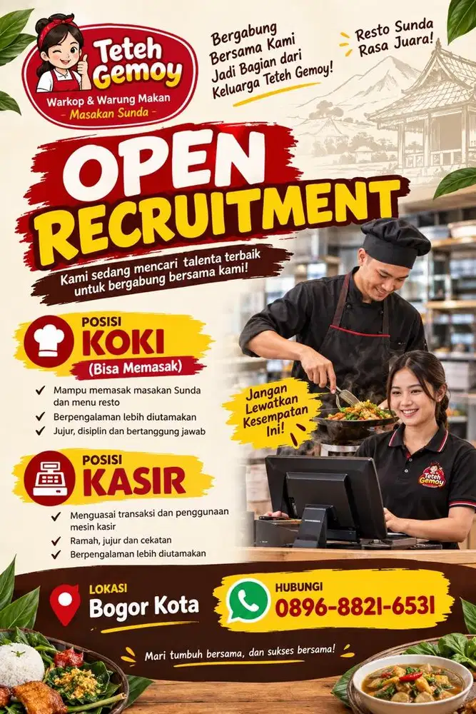 Lowongan Kerja Koki dan kasir