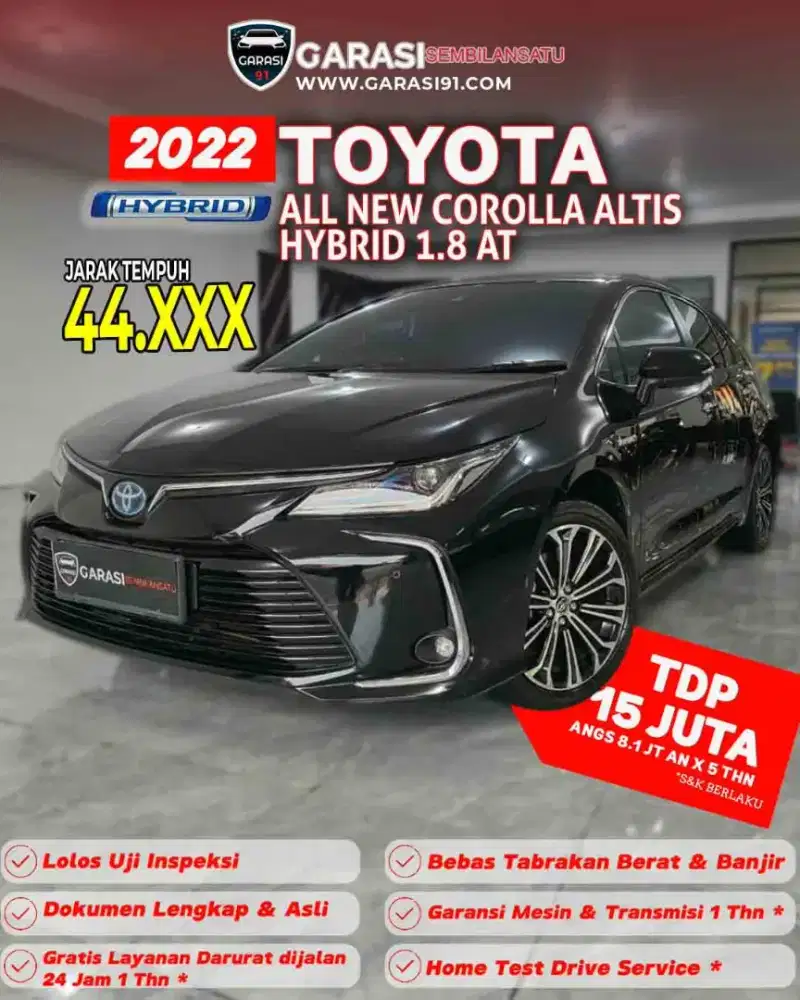 ‼️[ TDP 15 Jt ] ‼️Corolla Altis Hybrid 1.8 At 2022