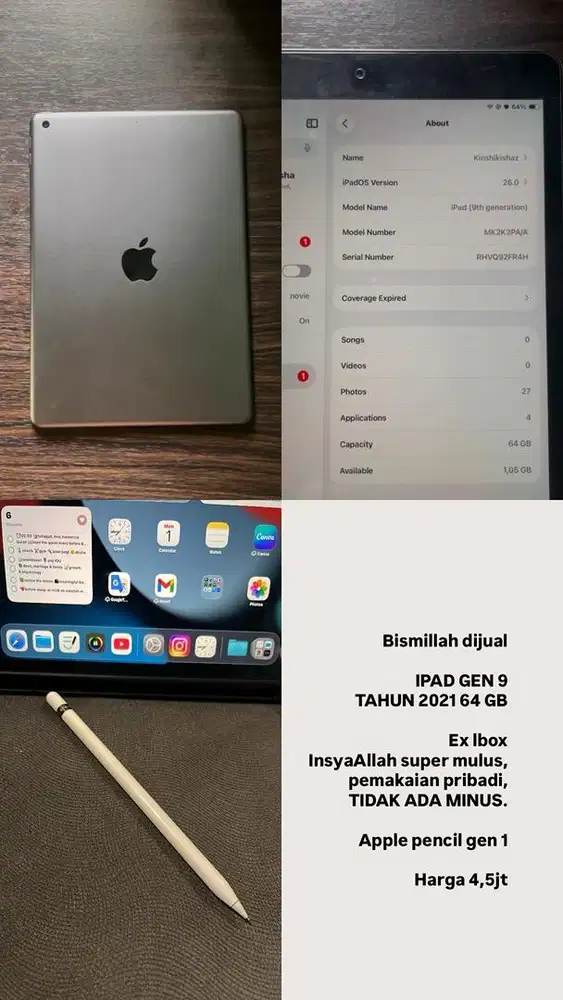 Ipad gen 9 64gb Ex Ibox