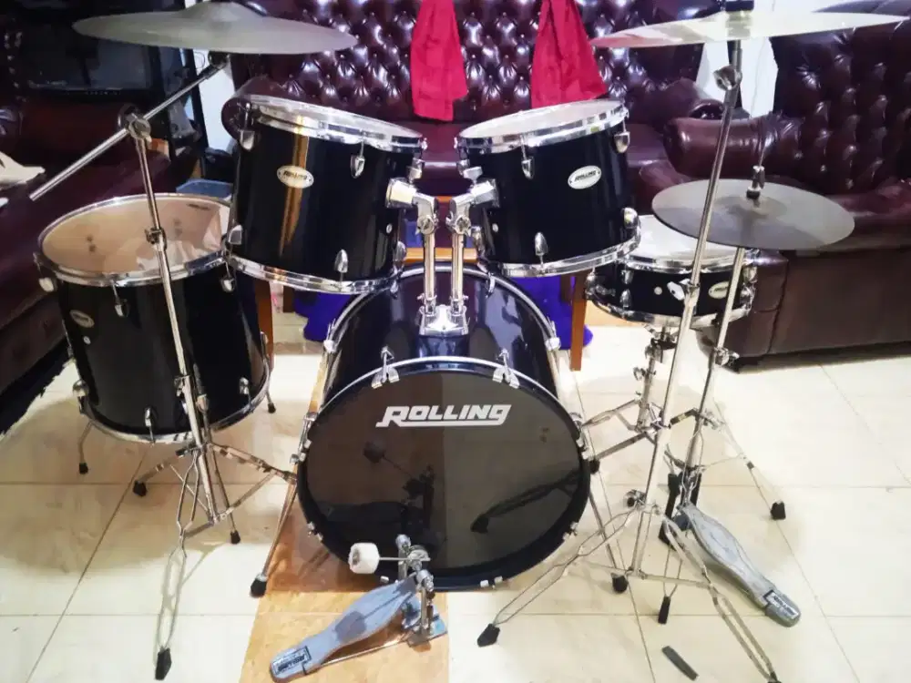 Drum Rolling BD series hitam, plus simbal