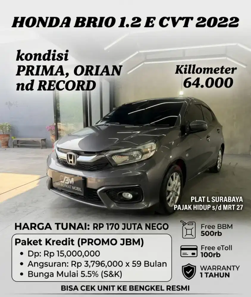 Honda BRIO SATYA 1.2 E CVT 2022