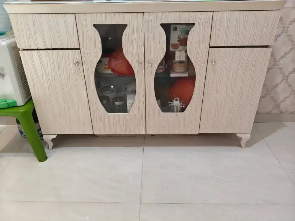 Buffet kayu + Meja MARMER + Rak sepatu