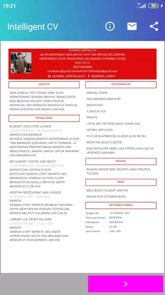 Mencari lowongan Barista