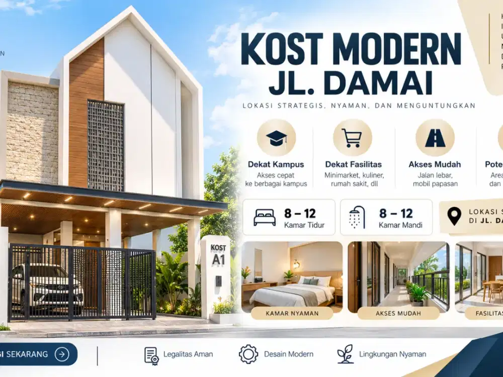 Kost Dekat UGM Yogyakarta 2 Lantai Akses Lebar Jl Damai
