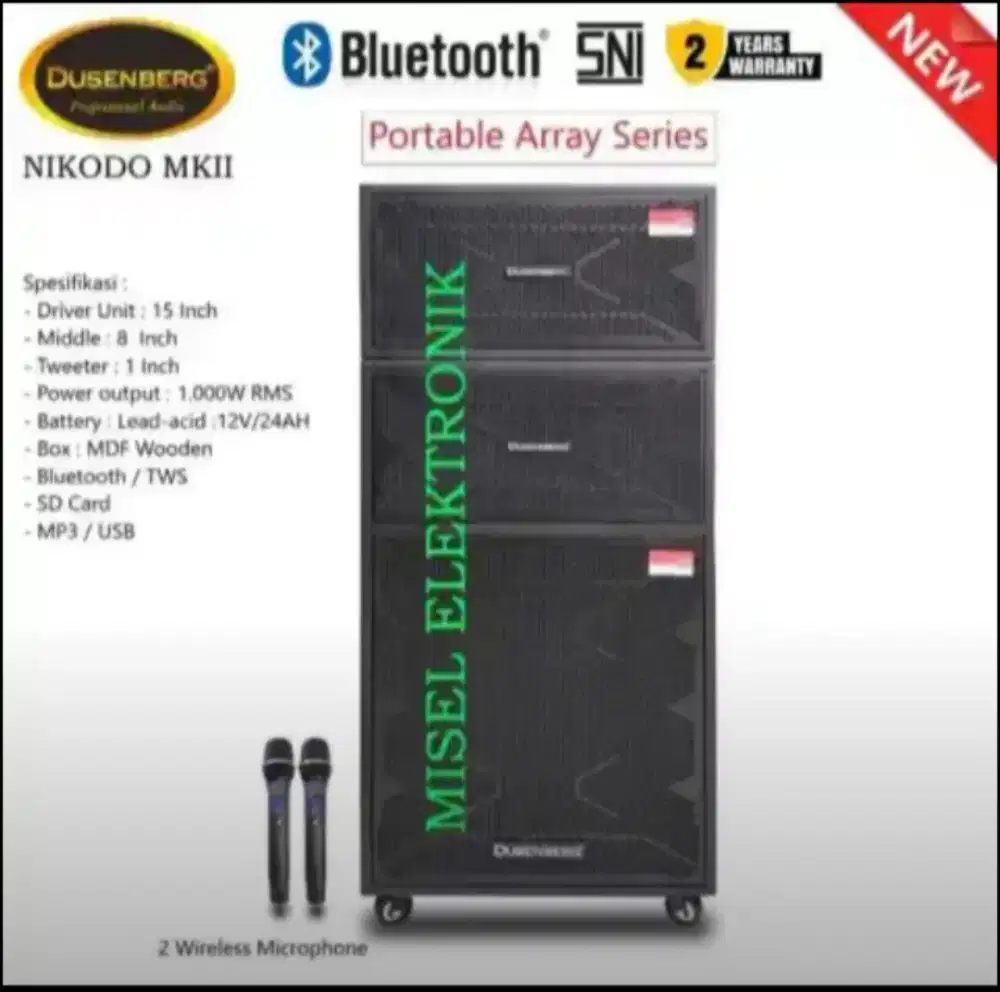 Speaker portable 15 inch dusenberg nikodo mkii bluetooth tws 1000watt