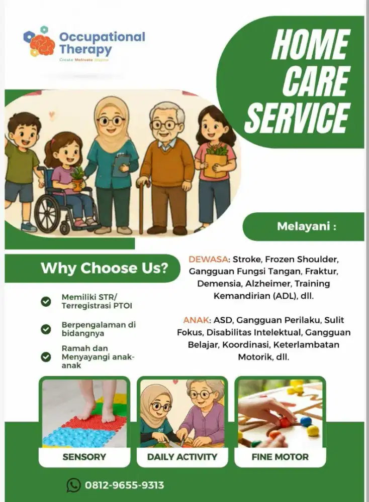 Terapis Okupasi untuk Anak kebutuhan khusus dan Dewasa (pasca stroke)