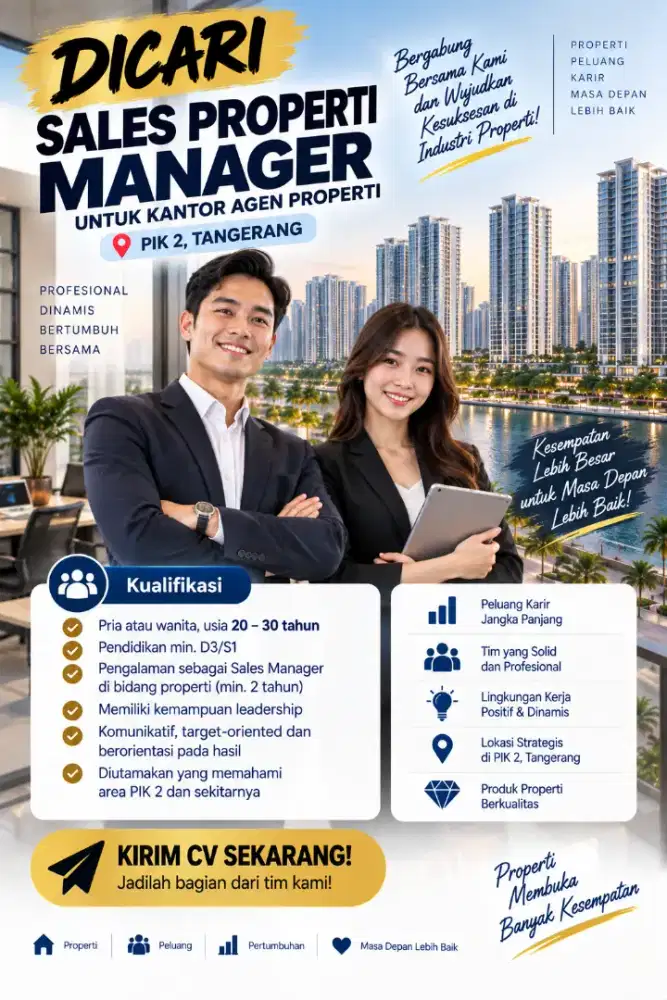 Lowongan Sales / Sales Properti Manager