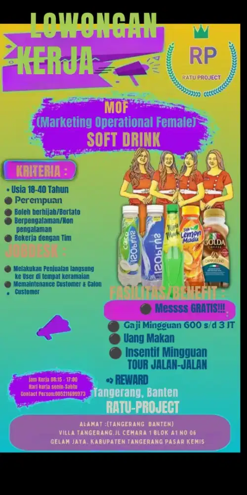 Loker khusus wanita usia 18-38 tahun