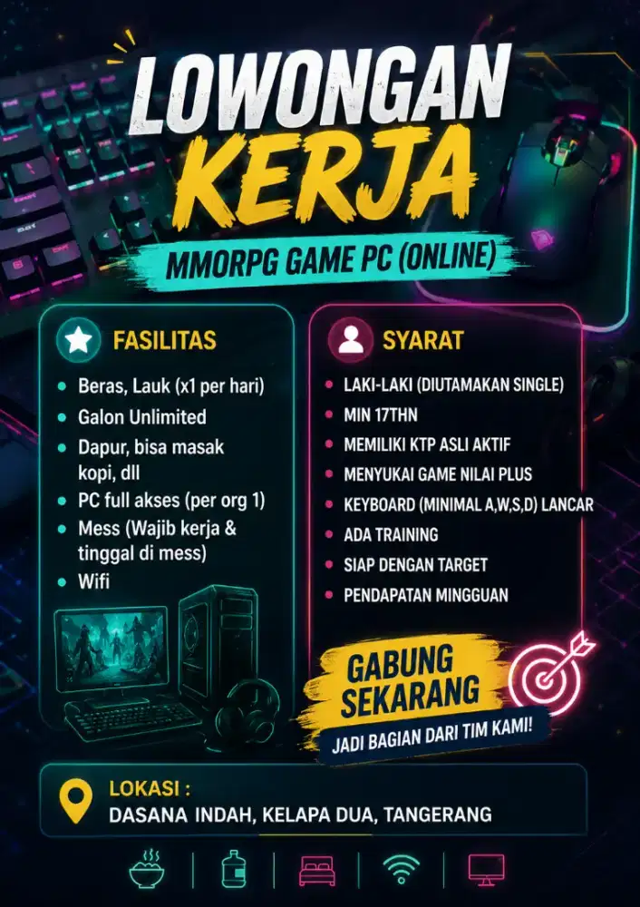 LOWONGAN KERJA GAMING MMORPG GAME KOMPUTER