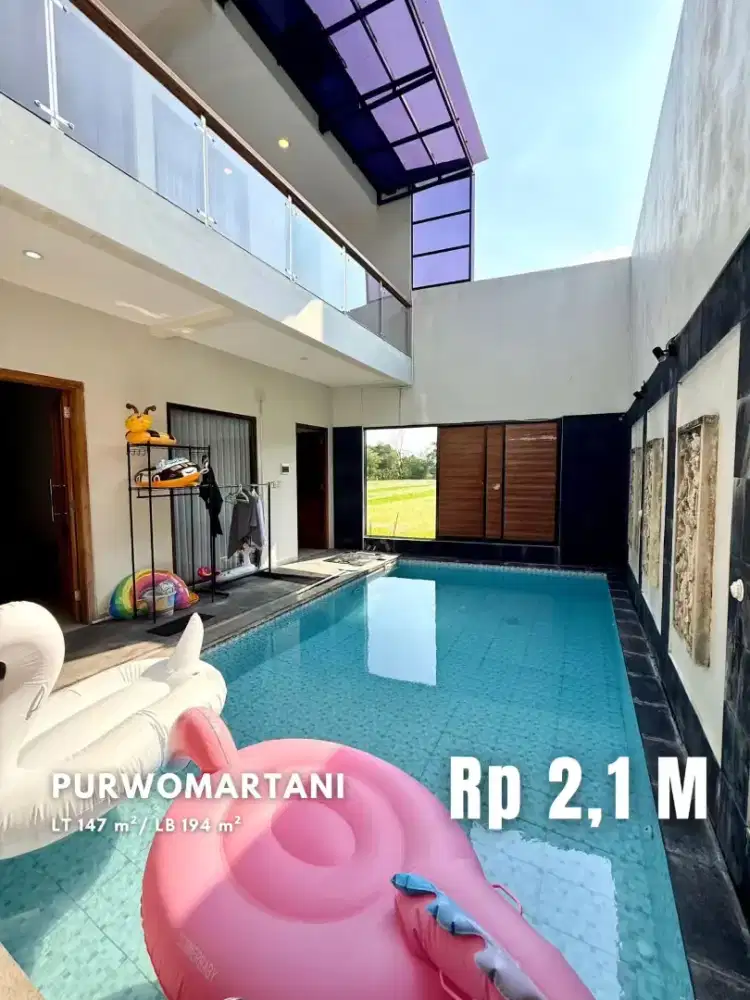 Dijual Rumah Lingkungan Perumahan dengan Kolam Renang di Purwomartani