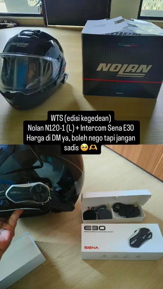 Helm Nolan N120-1 (L) + Intercom Sena E30