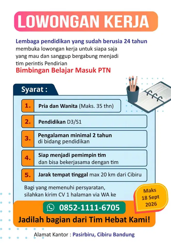 Lowongan Kerja Bimbingan Belajar