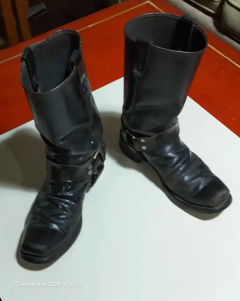 Sepatu boot kulit rider Harley Davidson style
