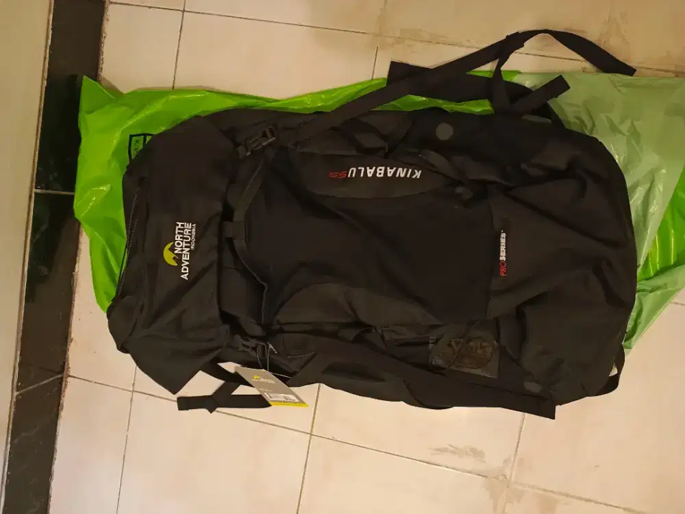 Dijual tas keril summit tektok hiking travel full black 55L original