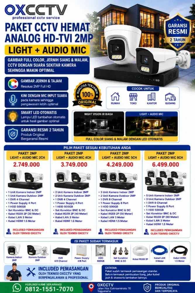 PAKET HEMAT CCTV 2MP AUDIO & LIGHT