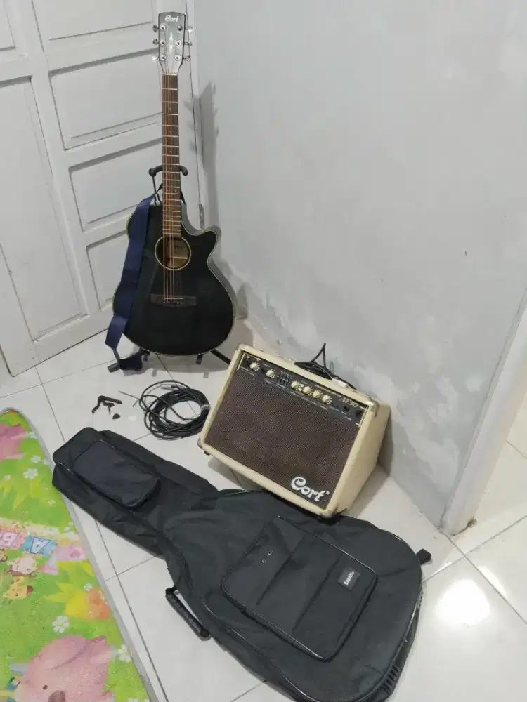pketan premium akustik elektrik cort sfx e bks dan ampli cort af 30