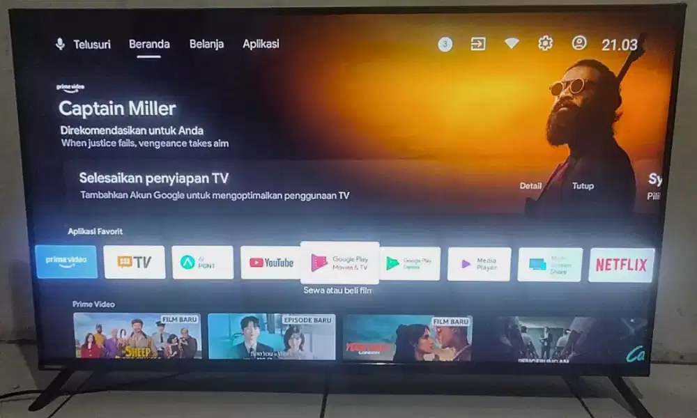 TV LED 32 INC CHANGHONG ANDROID&DIGITAL NETFLIX/YOUTUBE BAGUS&NORMAL