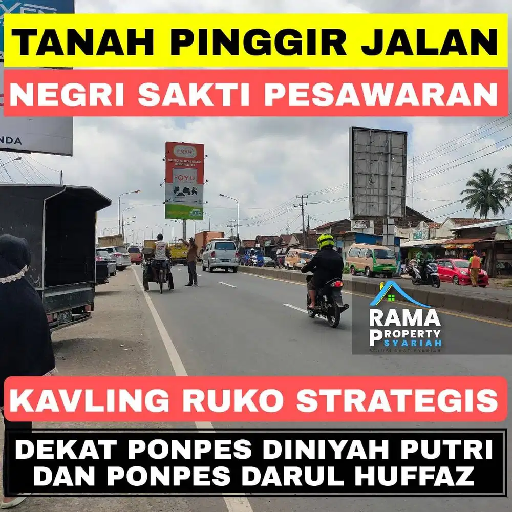 KAVLING RUKO NATAR NEGRI SAKTI DIPINGGIR JALAN RAYA