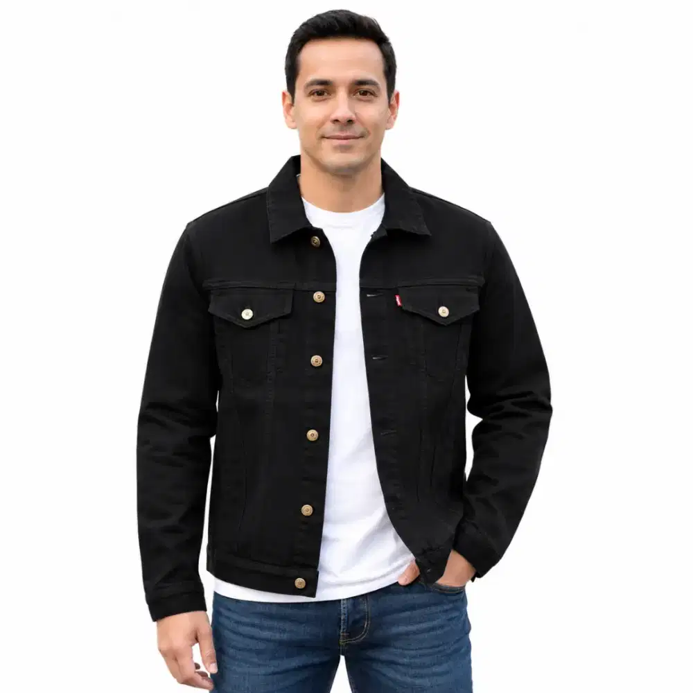 Jaket Jeans Hitam pekat Size 2XL-4XL