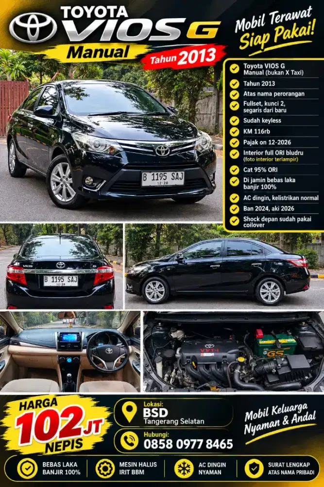 Izin post Toyota Vios G manual tahun 2013