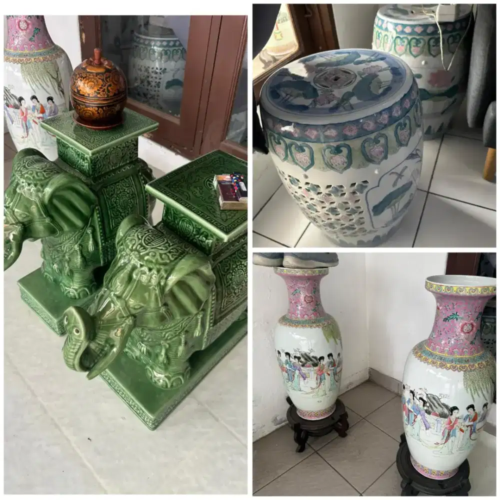 Guci antik gajah + guci cina