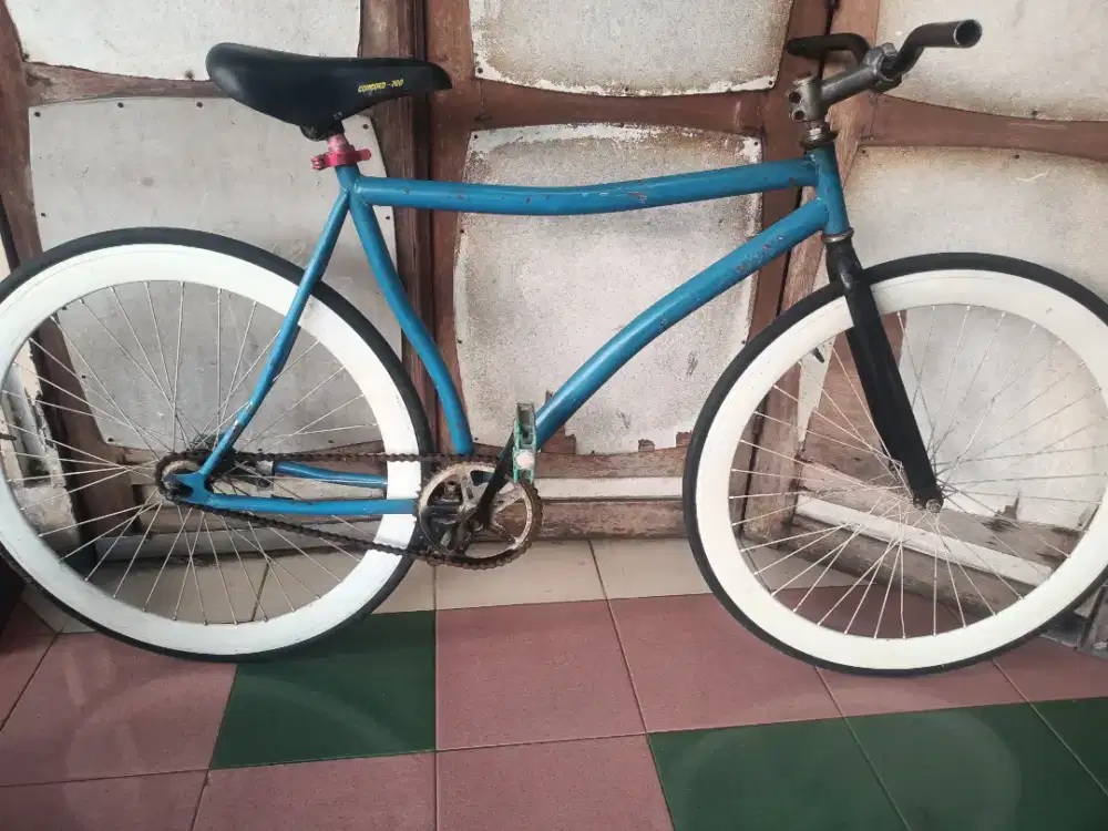 Sepeda fixie rem terpedo velg tapak lebar ban tebal semua