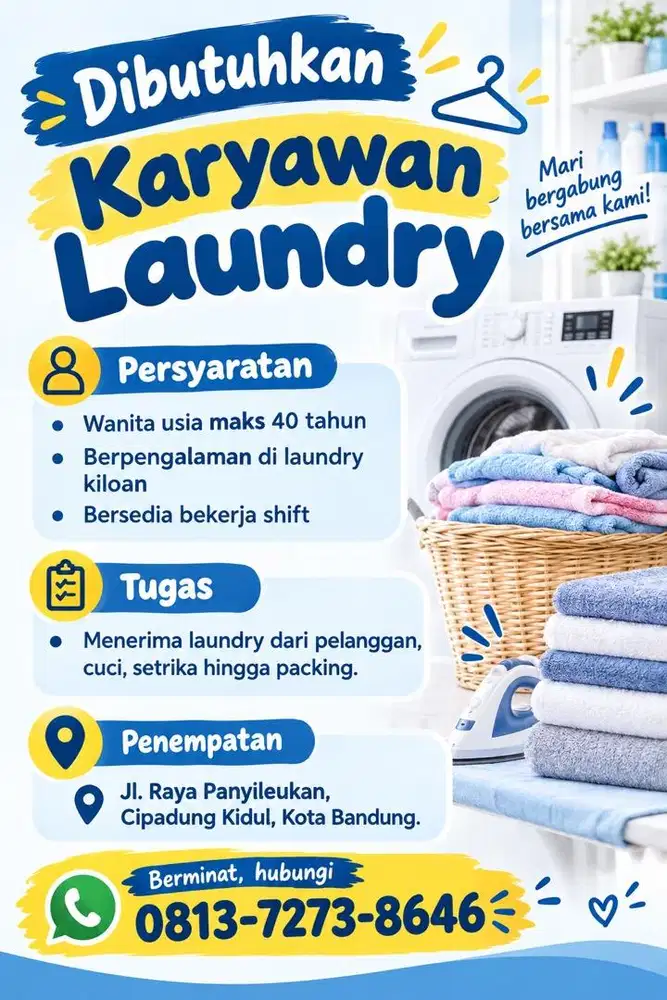 Dibutuhkan Karyawan Laundry