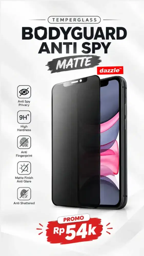 Temperglass Bodyguard Anti Spy Matte