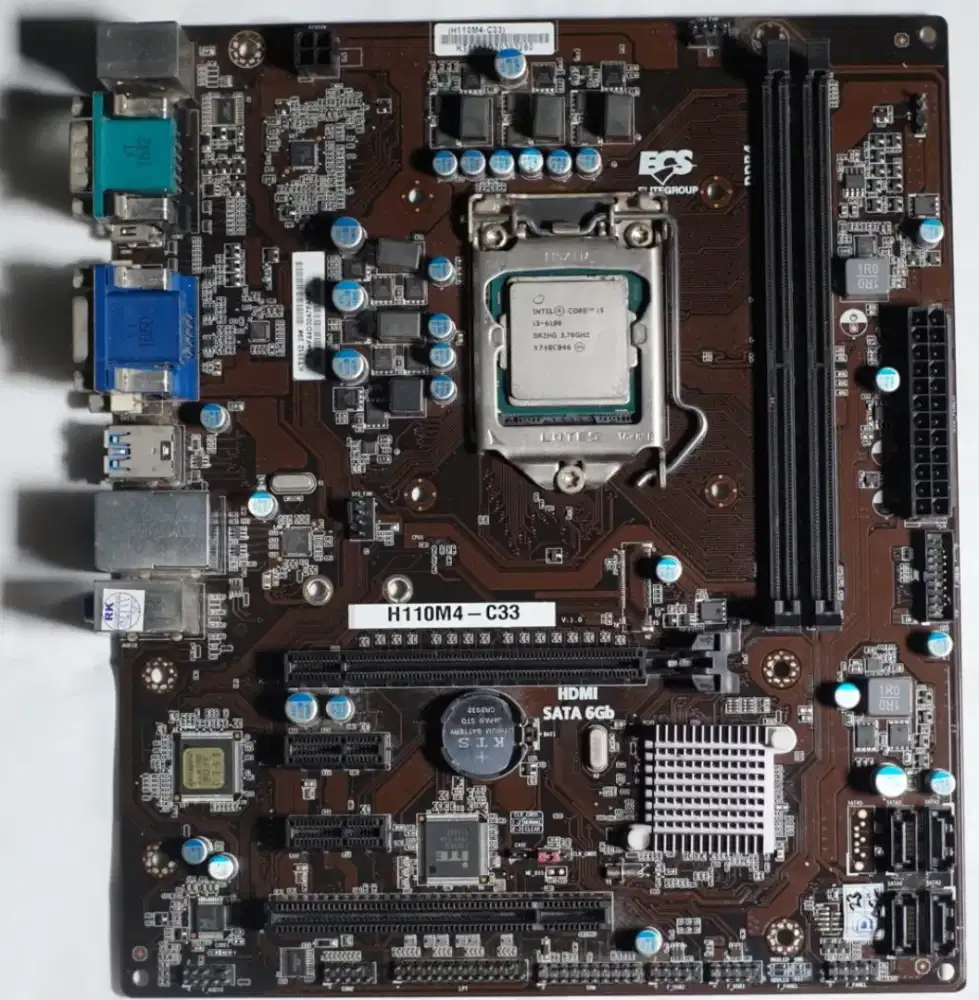 Paket Motherboard/Mainboard LGA 1151 ECS H110M4 DDR4 + i3 gen 6 + Fan