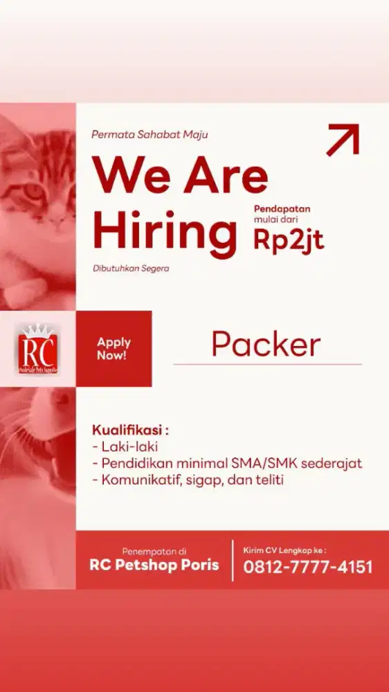 Lowongan untuk Packer dan operator