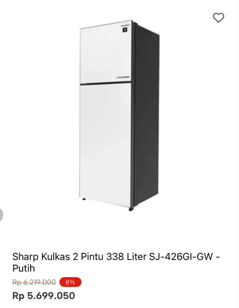 KULKAS SHARP 2 PINTU SJ-426GI-GW 338LTR