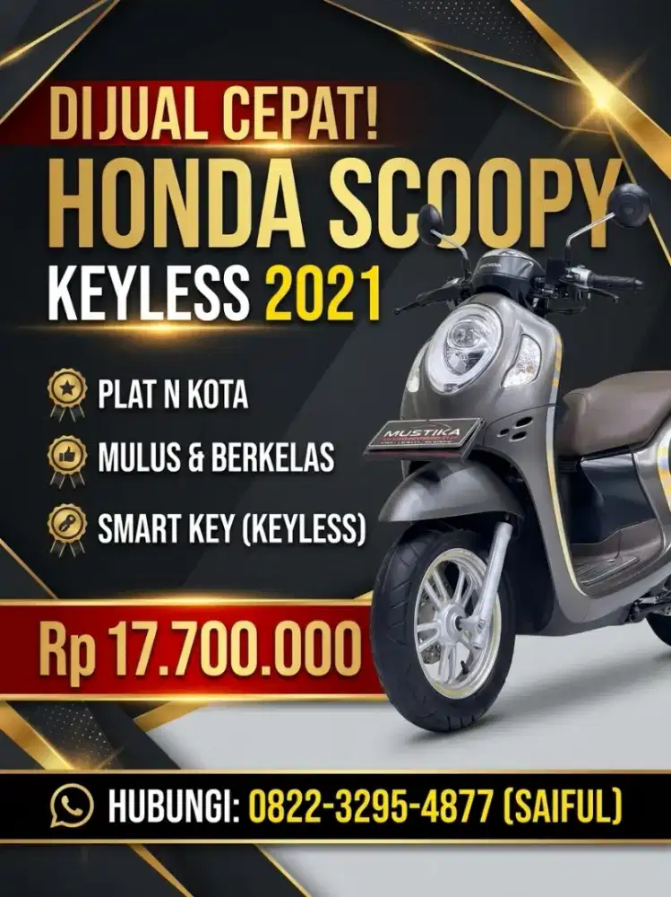 Perfect Condition!!Honda Scoopy keyles 2021 N kota Dp700rb-Mustika