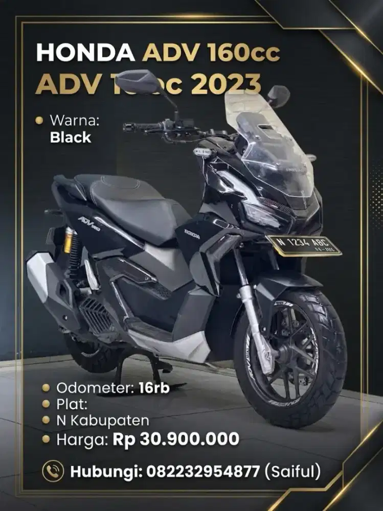 Perfect Condition!!Honda ADV 160cc 2023 Black N Asli Mulus-Mustika