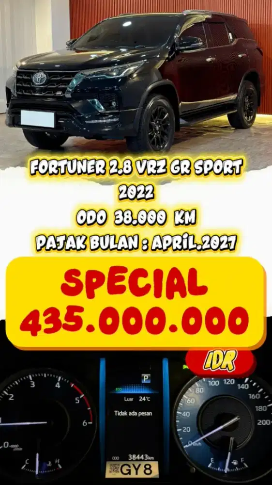 [ ODO 38.000 KM ] FORTUNER 2.8 VRZ GR SPORT AT 2022 SIAP PAKAI
