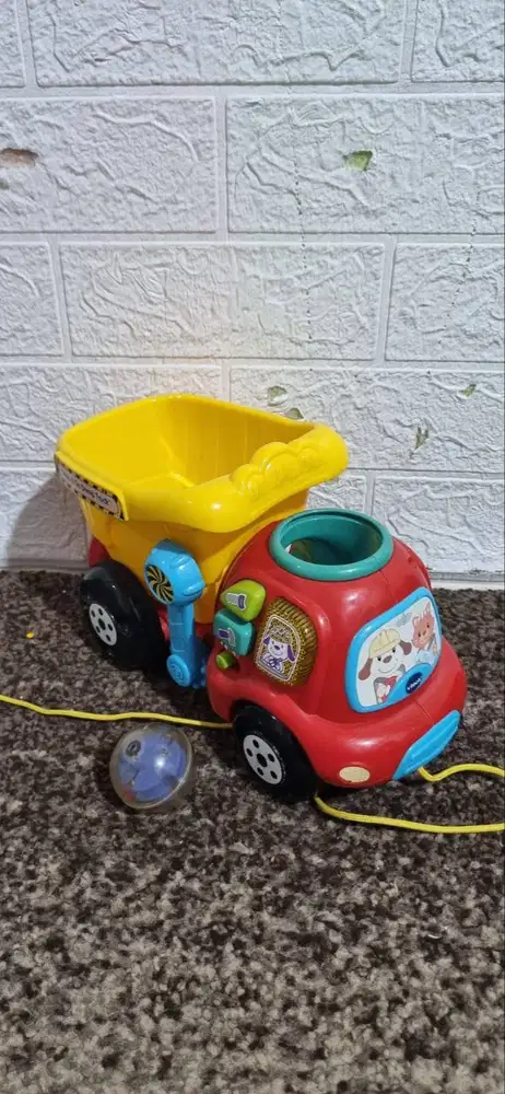 Vtech drop and go dump truck mainan truk interaktif dan edukasi