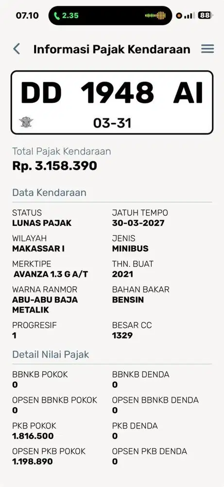Avanza G 1.3 Tahun 2021