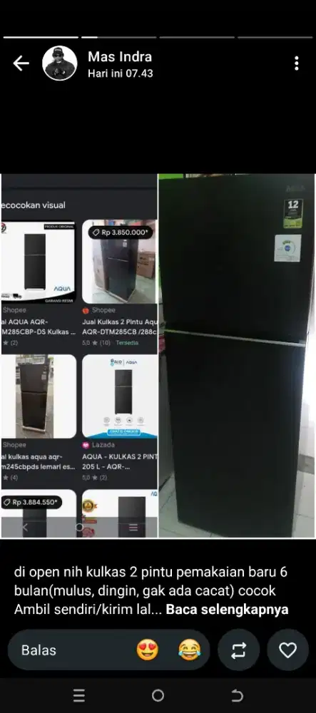 kulkas merek Aqua 2 pintu
