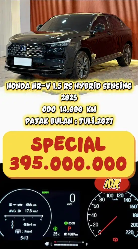 [ ODO 14.000 KM ] HONDA HR-V RS HYBRID HEV SENSING AT 2025 SIAP PAKAI