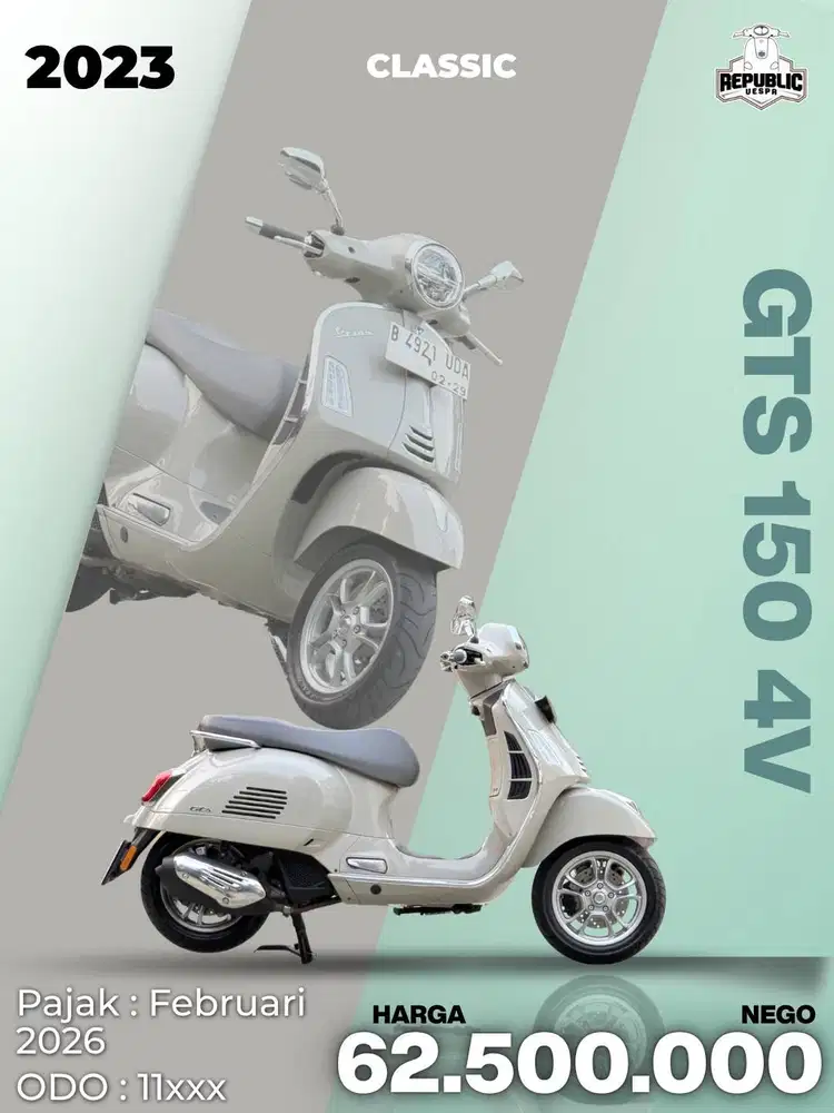 PIAGGIO VESPA GTS 150 CLASSIC 4V IGET ABS ASR KEYLESS TAHUN 2023