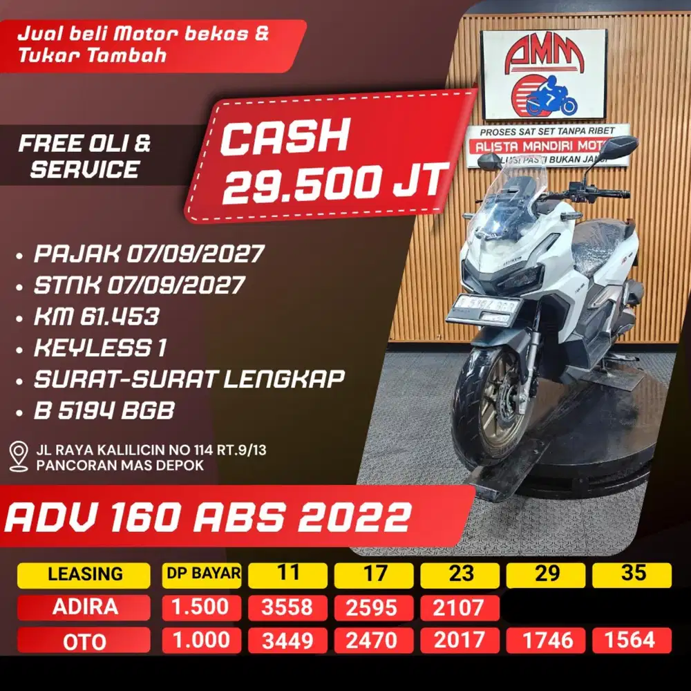 ADV 160 ABS 2022 PAJAK HIDUP CASH / KREDIT ALISTA