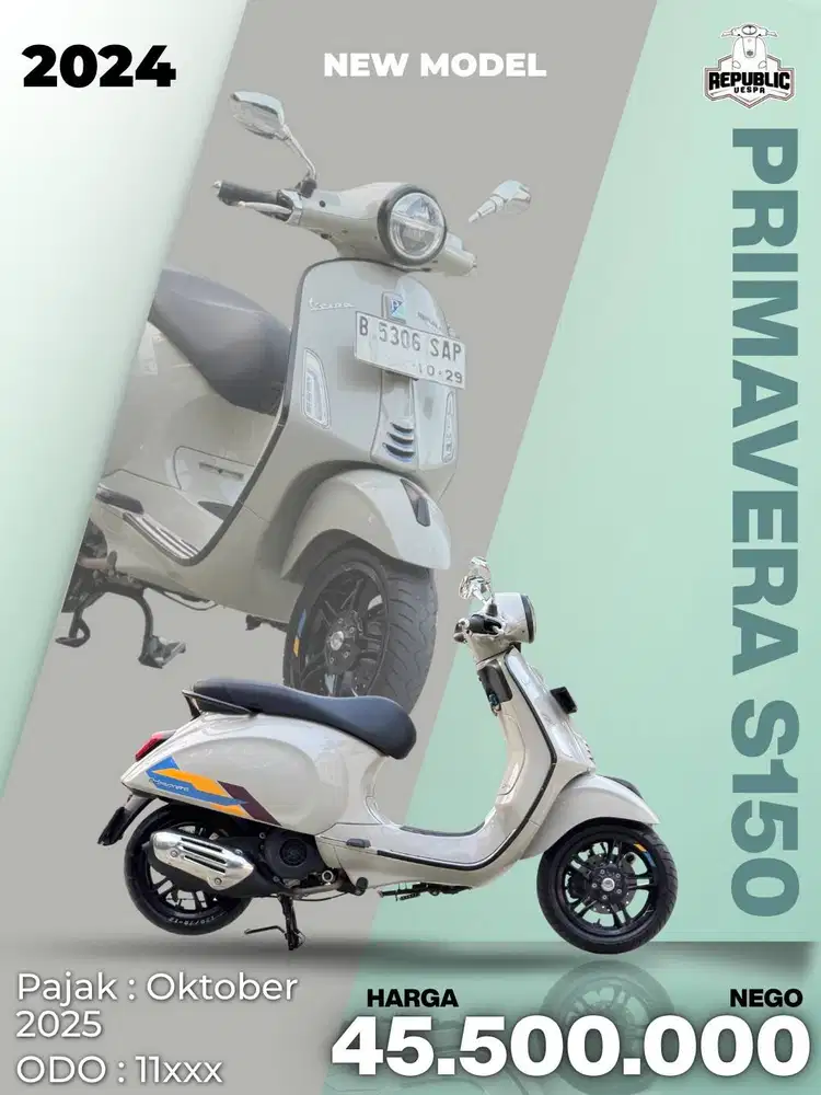 PIAGGIO VESPA PRIMAVERA S150 NEWMODEL TAHUN 2024 WARNA BEIGE SABBIA