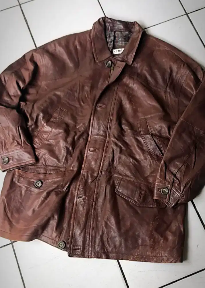 Jaket kulit pria atasan outer