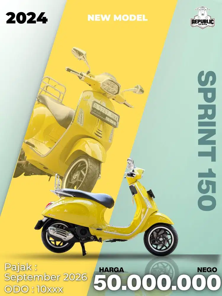 PIAGGIO VESPA SPRINT 150 ABS LED NEWMODEL TH 2024 WARNA YELLOW CURIOSO