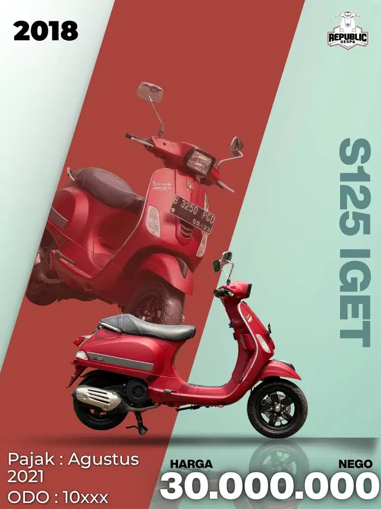PIAGGIO VESPA S125 IGET 3V IE TH 2018 WARNA ROSSO MATT