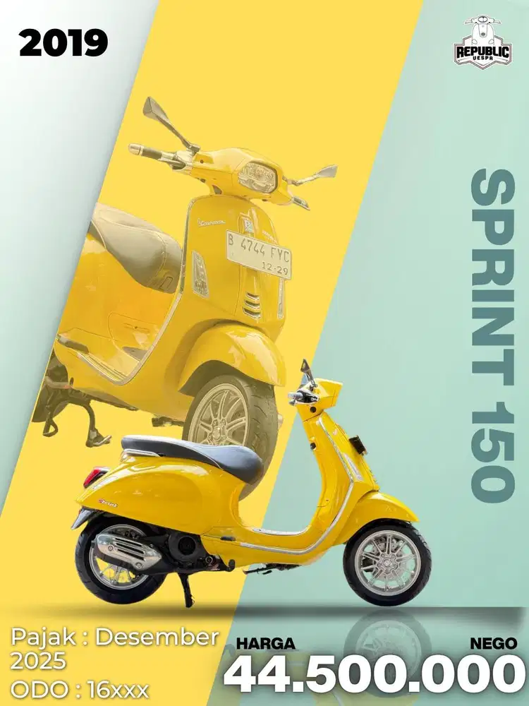 IAGGIO VESPA SPRINT 150 IGET ABS FACELIFT TH 2019 WARNA YELLOW